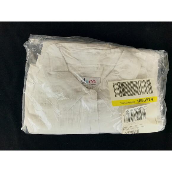 Denim Co. Solid Clip Dot Button Front Blouse & Knit Tank Set White L New A352965 - Picture 5 of 7